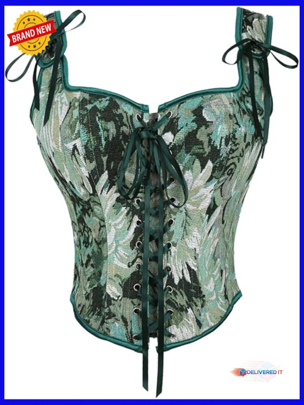 Overbust Boned Corset Bustier Bodice Floral Renaissance Cottagecore